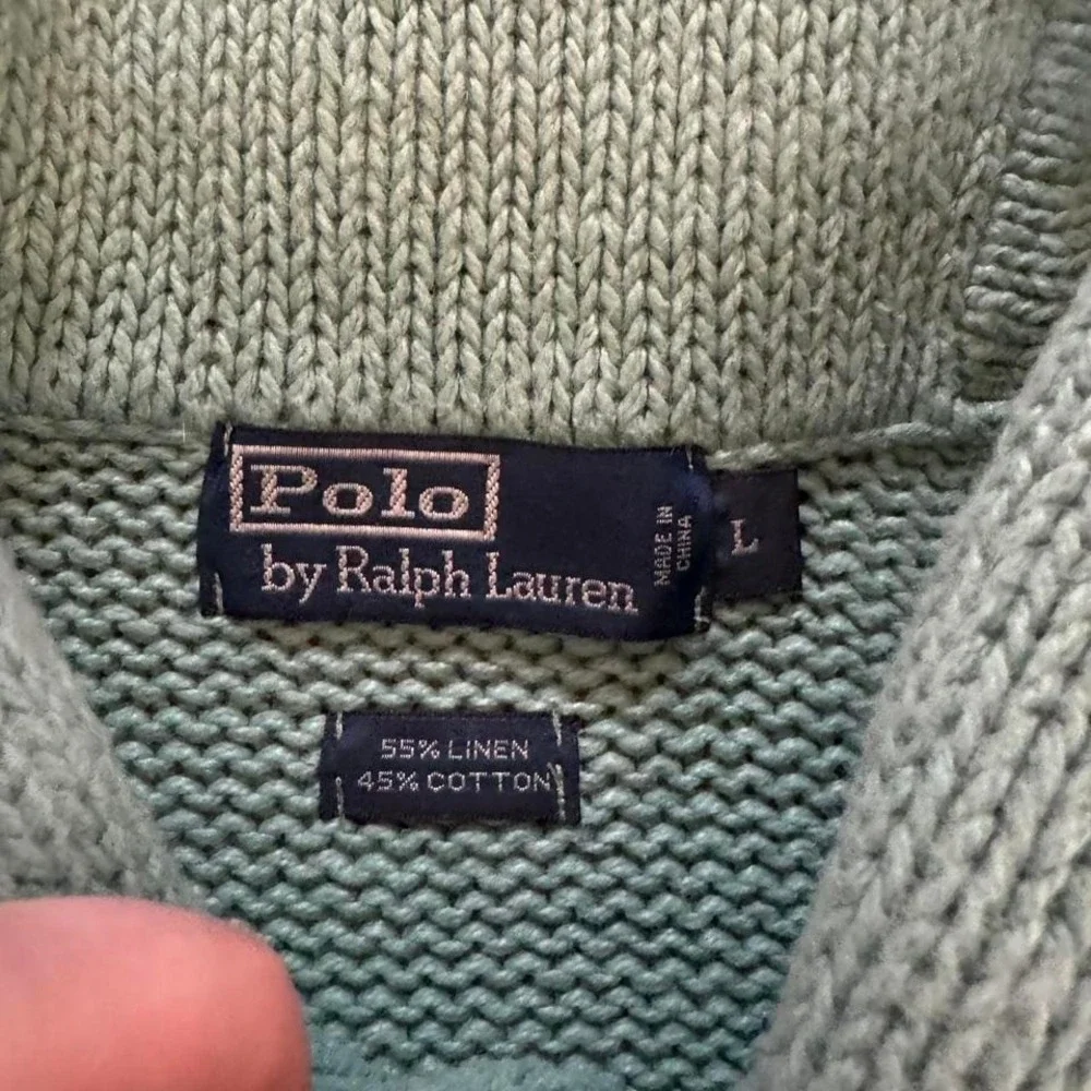 Polo‎ Ralph Lauren Men's Sweater Linen Knit Mint Padded Preppy Size Large